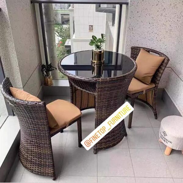 Rattan Style Table & Chair 3-Piece Set